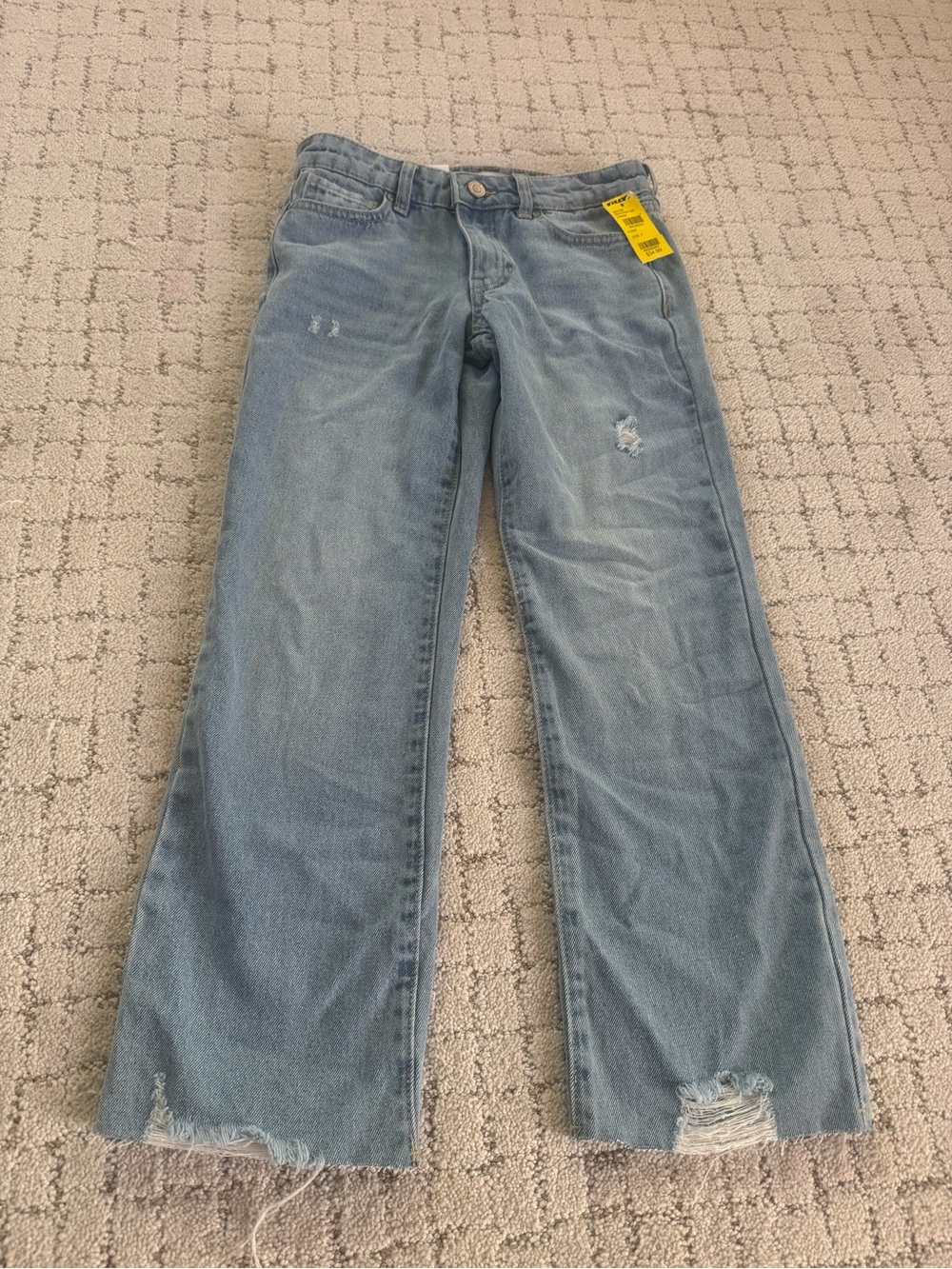 Tilly's Girls Light Blue Wide-Leg Distressed Jeans